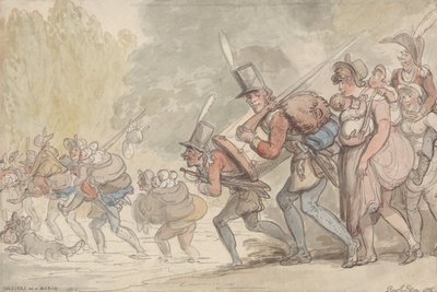 Soldaten auf einem Marsch von Thomas Rowlandson